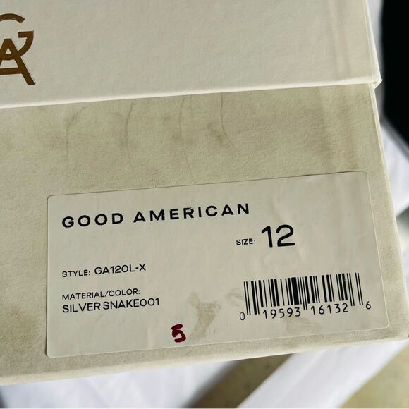 GOOD AMERICAN Heels Silver Snake Lucite Heels Size 12 square toe - Picture 12 of 12